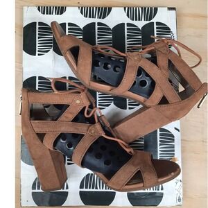 Circus by Sam Edelman Womens  Brown Lace Up Block Heel Gladiator Sandals Size 7